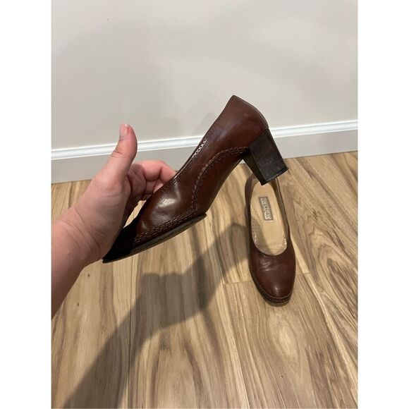 Quercioli Firenze Vintage Leather Heels Handmade in Italy euro sz 38 or 7.5 - Picture 3 of 14